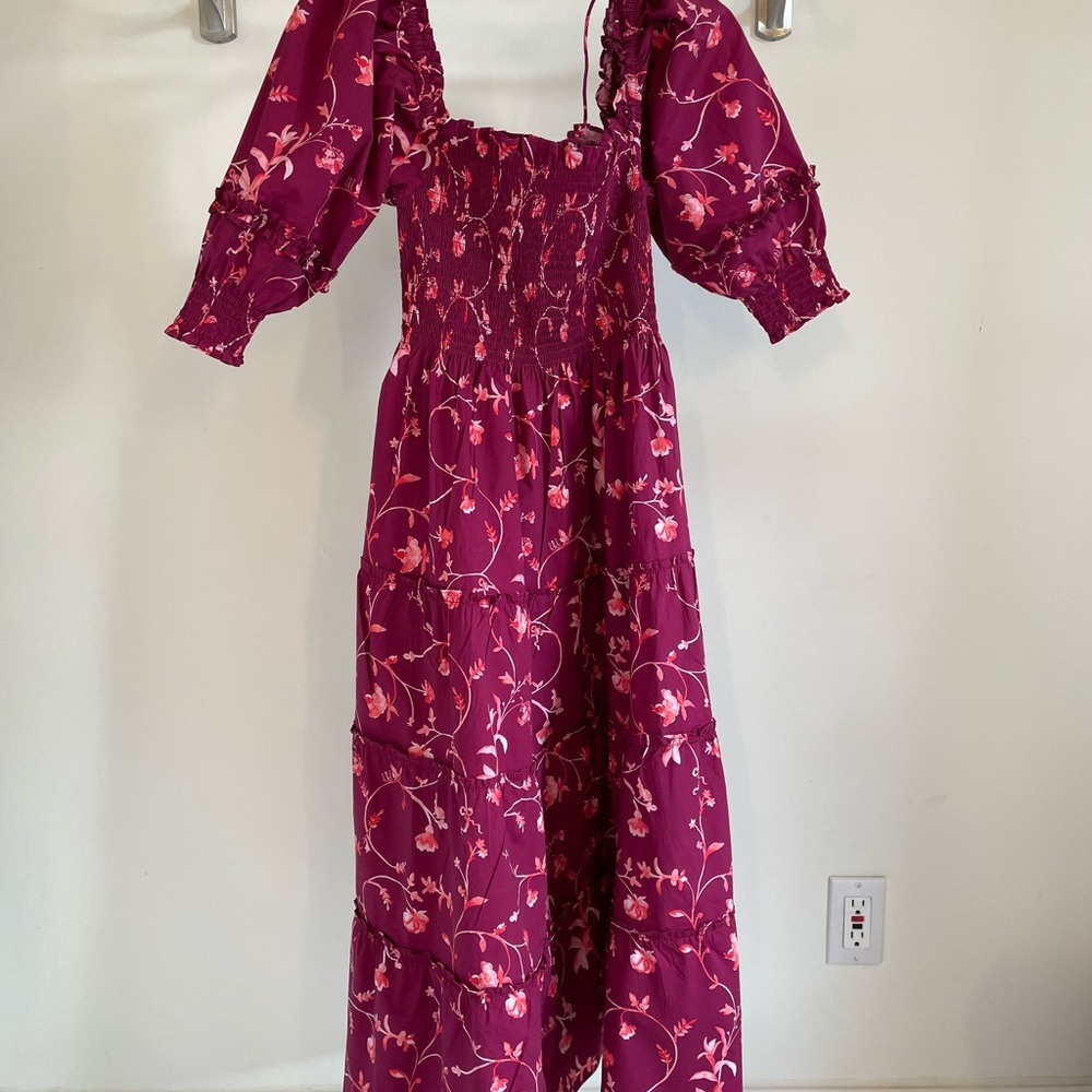 Hill House Midi Dress in Burgundy Floral - Picture 7 of 7